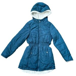 Madden Girl Reversible Fleece Winter Coat Teal M